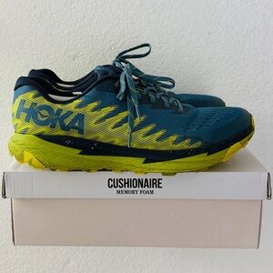 HOKA ONE ONE Torrent 3 Shoes Mens Size 11D Blue Yellow Trail Running Cushioned